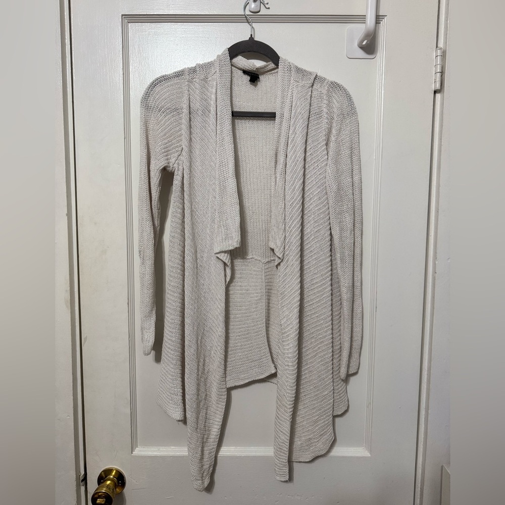 Eileen Fisher Women’s Small Off White Open-Front Cardigan 100% Organic Linen